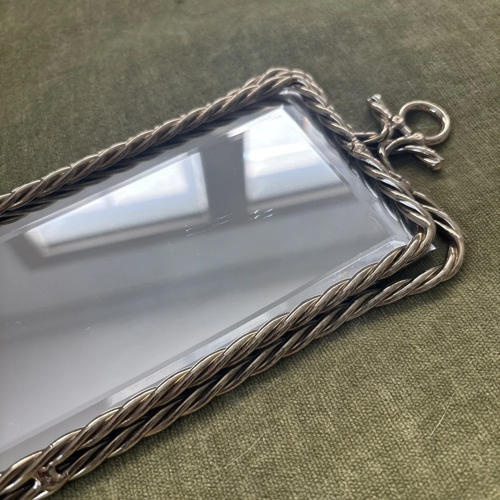 Vtg Hollywood Regency Brass Beveled Mirror Twisted Rope Wall Candle Sconce 17.5